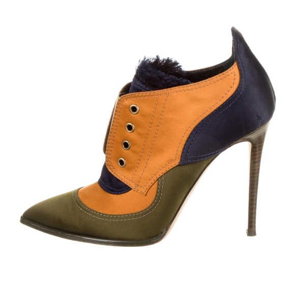 Jimmy Choo Shoes Heels Mitzu 110 Satin Color Block Stiletto Ankle Booties - Picture 2 of 7